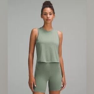 Lululemon Ultralight Waist-Length Tank In "Grey Eucalyptus" (Sage Green) Size 14